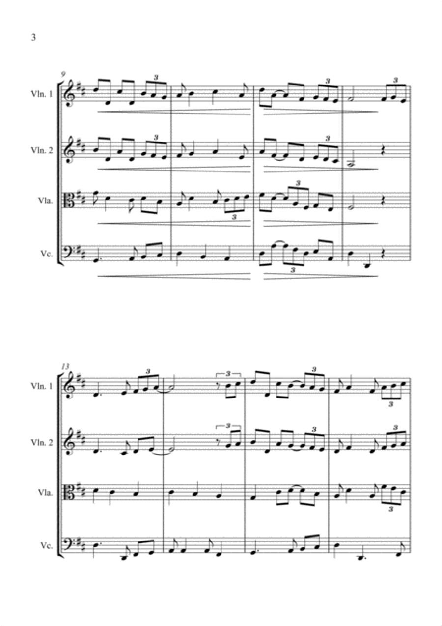 The First Noel (Nowell) - Jazz Carol for String Quartet String Quartet scores gallery preview page 6