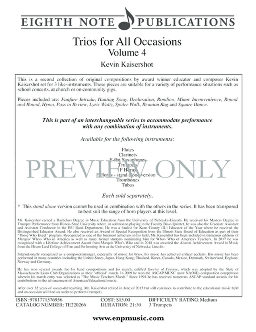 Trios for All Occasions, Volume 4 - 3 Trumpets image number null