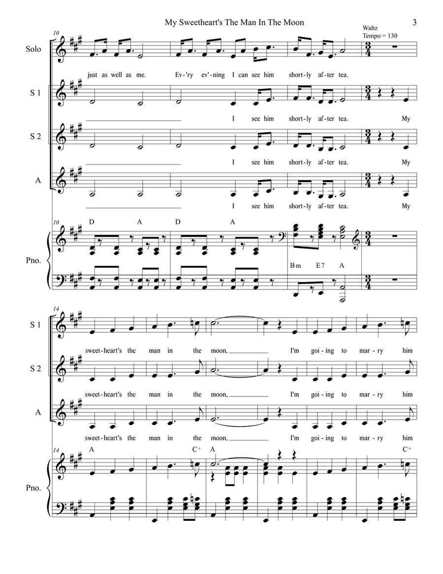 My Sweetheart's The Man In The Moon SSA scores gallery preview page 4