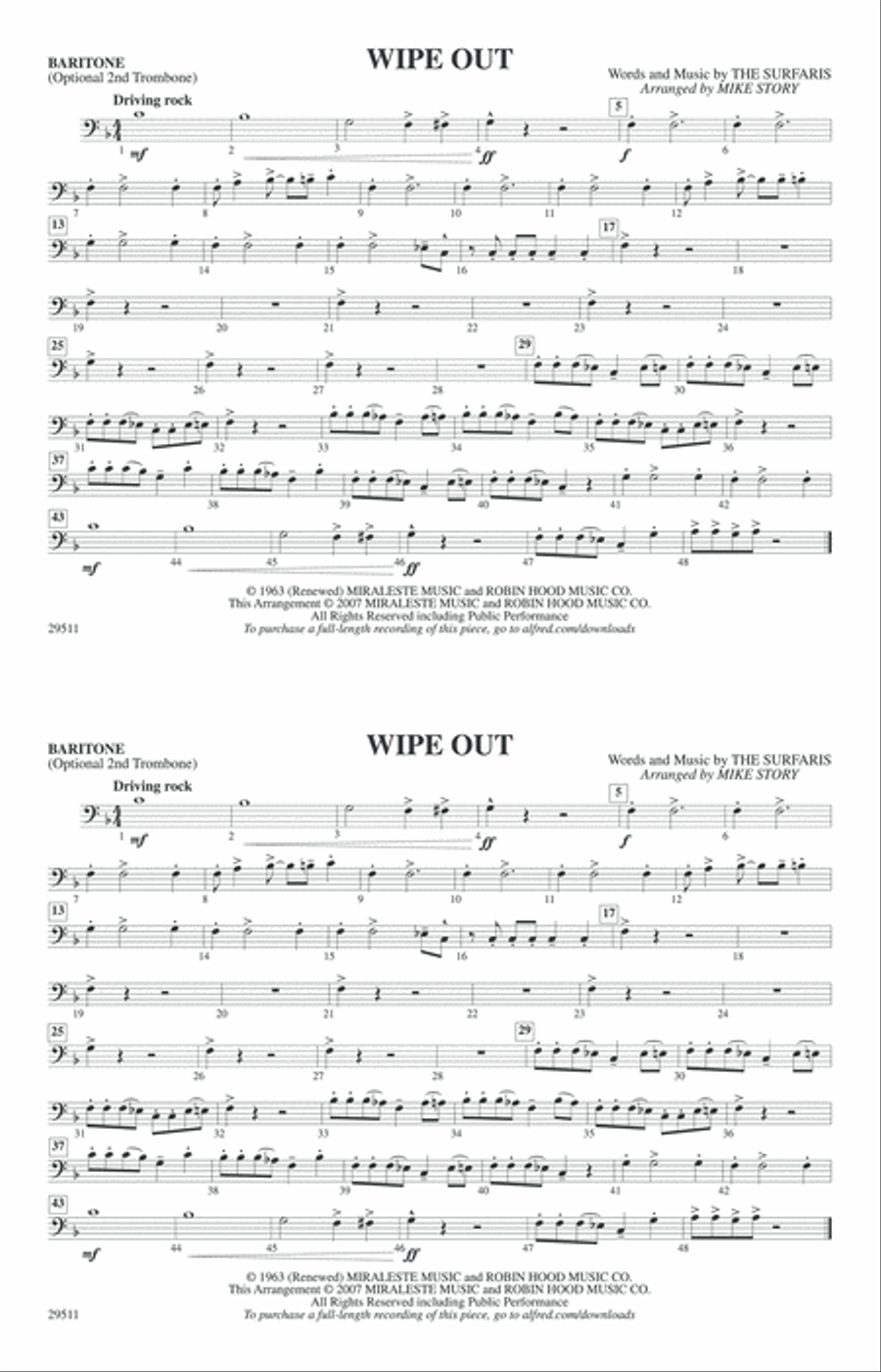 Wipe Out: Baritone B.C. Marching Band scores gallery preview page 1