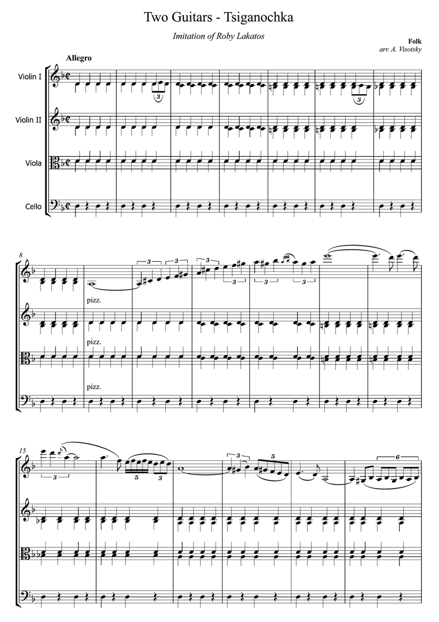 Two Guitars - Tsiganochka - Imitation of Roby Lakatos String Quartet scores gallery preview page 2