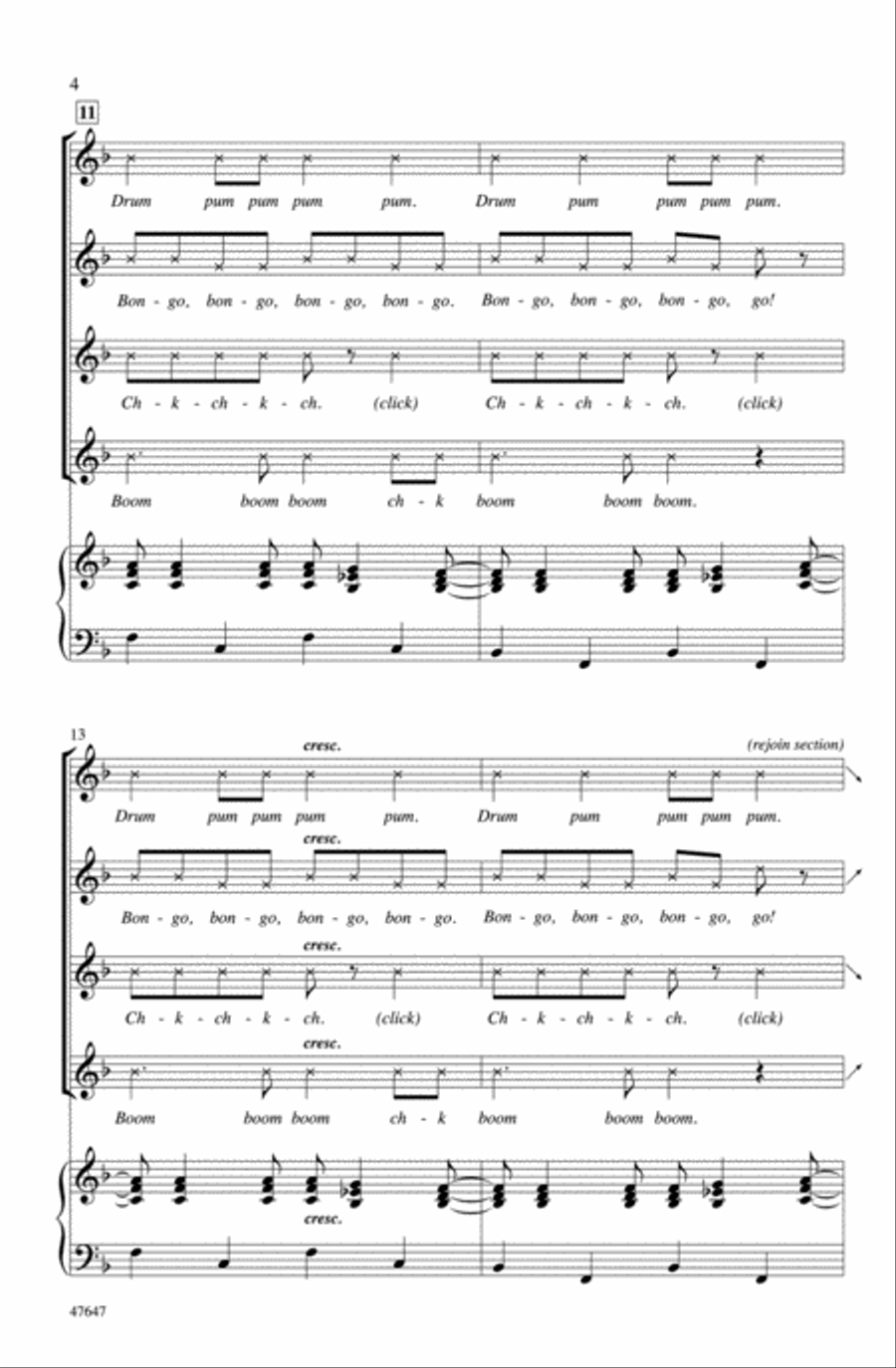 Bang the Drum All Day Choir scores gallery preview page 3