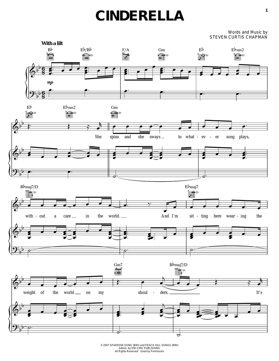 Cinderella Cinderella Piano, Vocal, Guitar scores gallery preview page 1