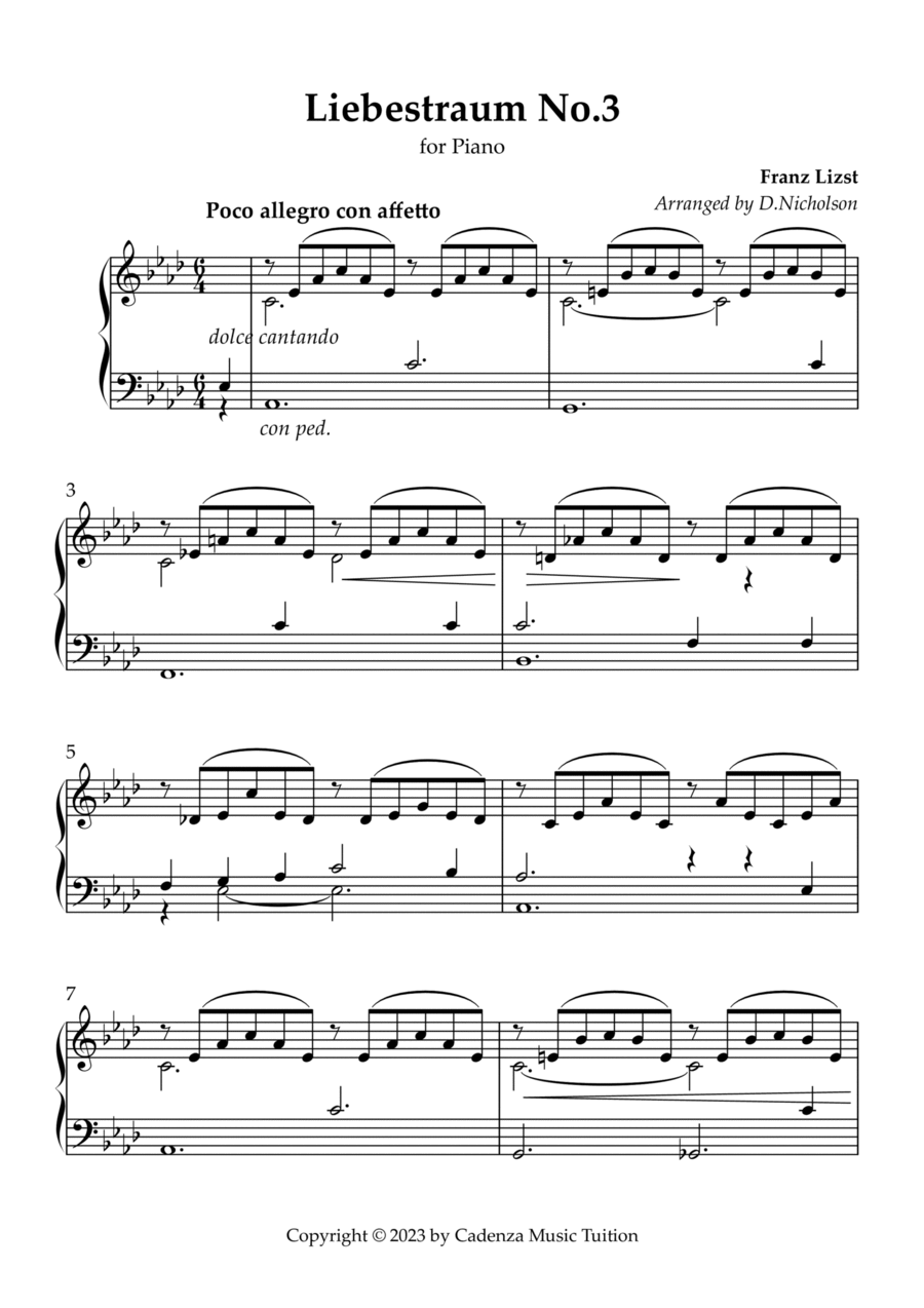 Liebestraum No.3 Piano Solo scores gallery preview page 1