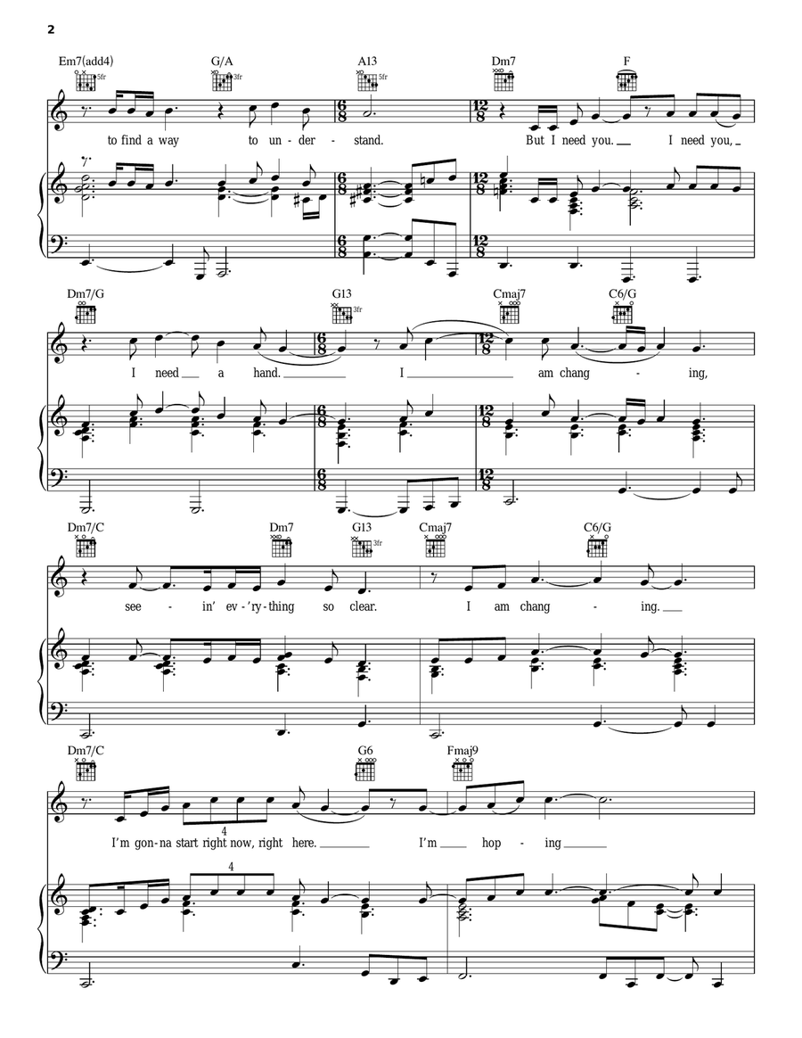 I Am Changing Piano, Vocal, Guitar scores gallery preview page 2
