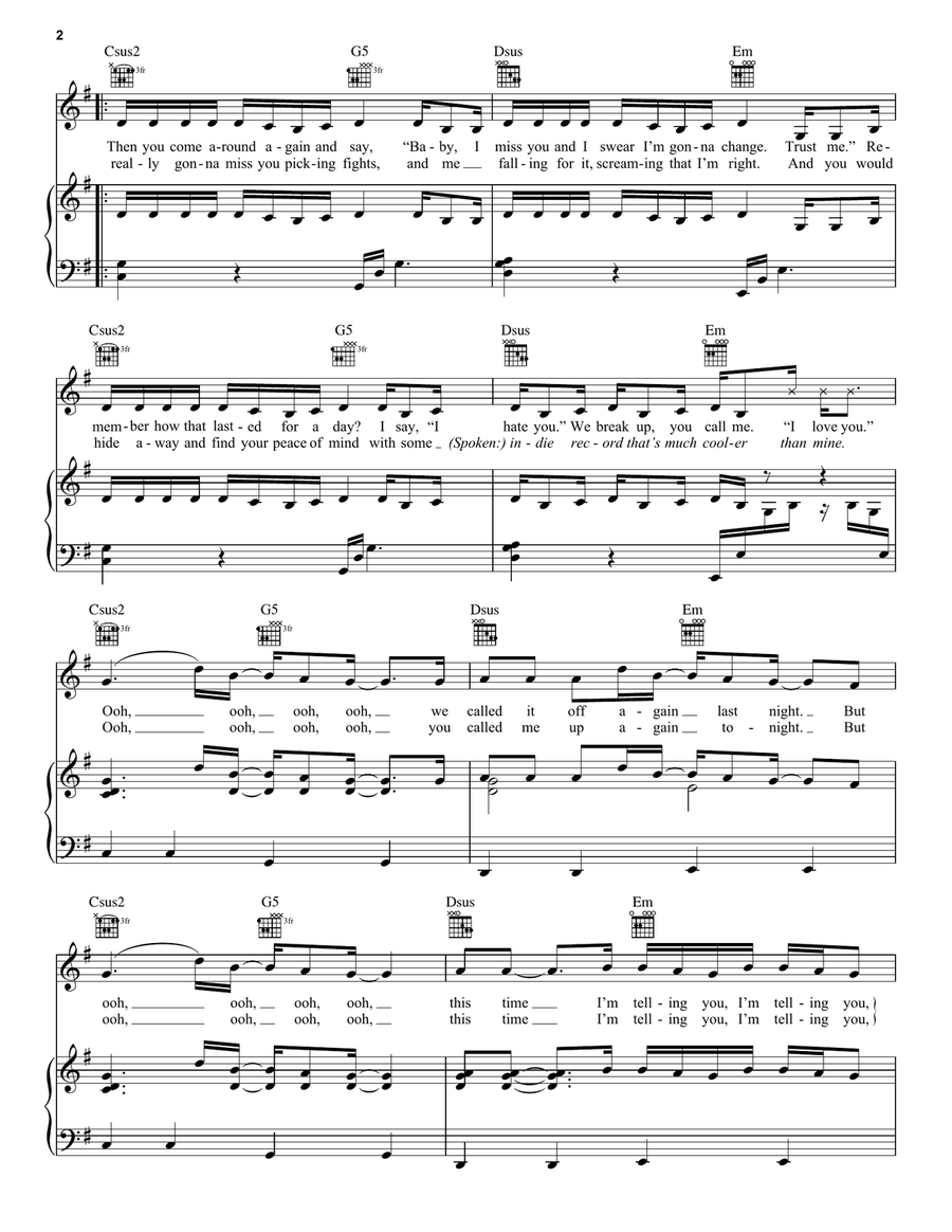 We Are Never Ever Getting Back Together Acoustic Guitar scores gallery preview page 2