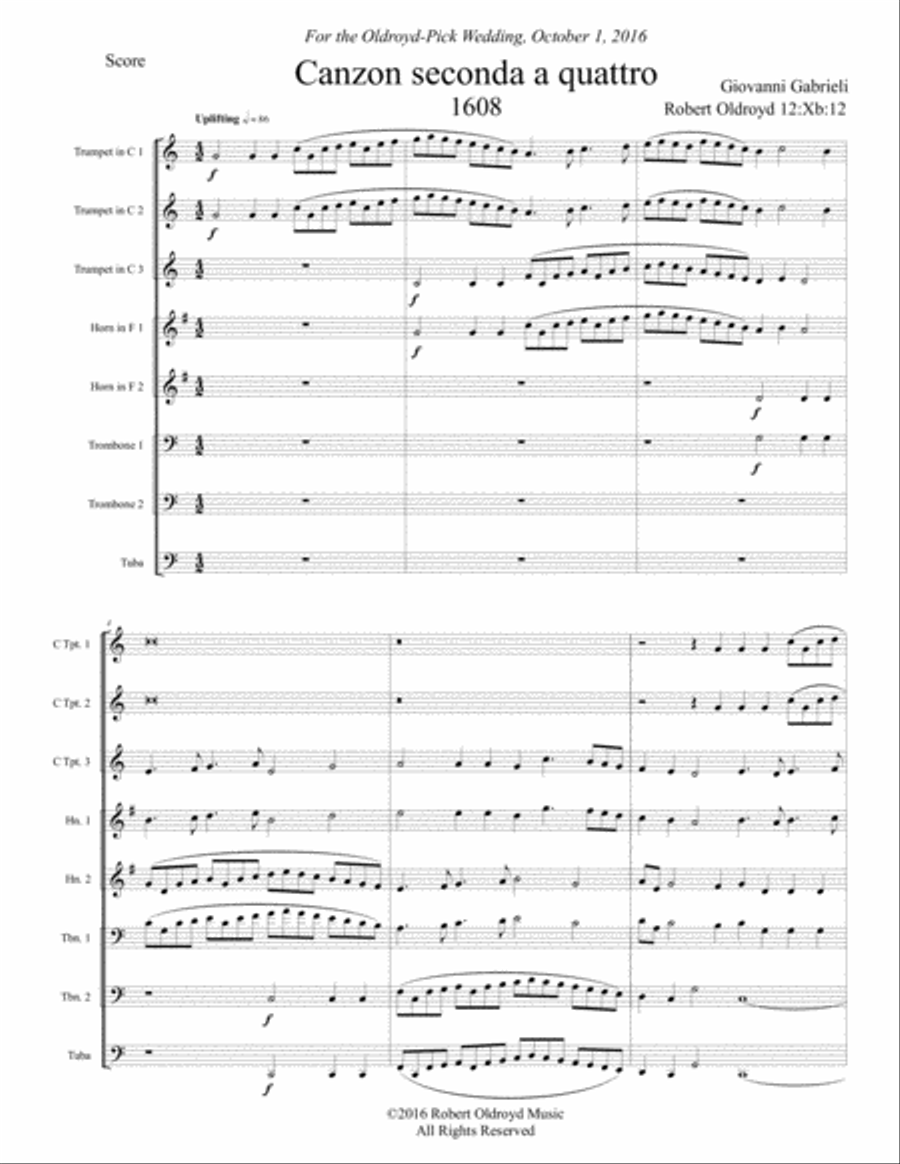 Canzon seconda a quattro for Brass Octet Brass Ensemble scores gallery preview page 2