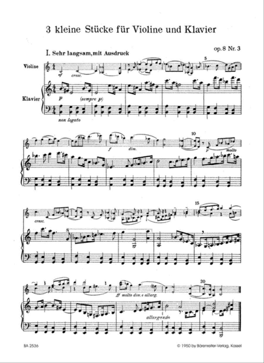 Drei kleine Stuecke for Violin and Piano op. 8/3 Violin Solo scores gallery preview page 2