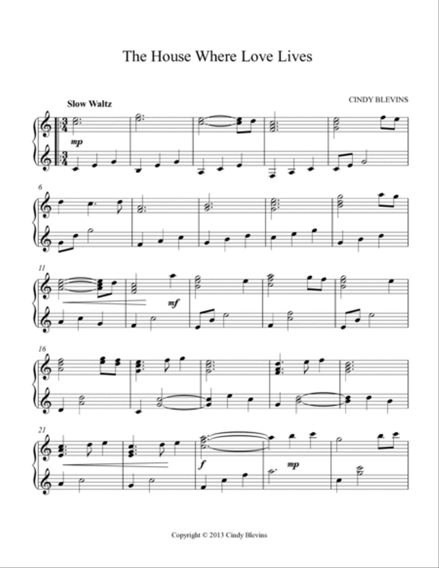 The House Where Love Lives, original solo for double-strung harp Harp scores gallery preview page 2