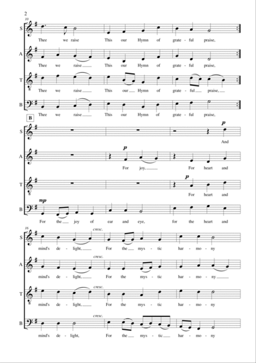 For the Beauty of the Earth (SATB A Cappella) 4-Part scores gallery preview page 2