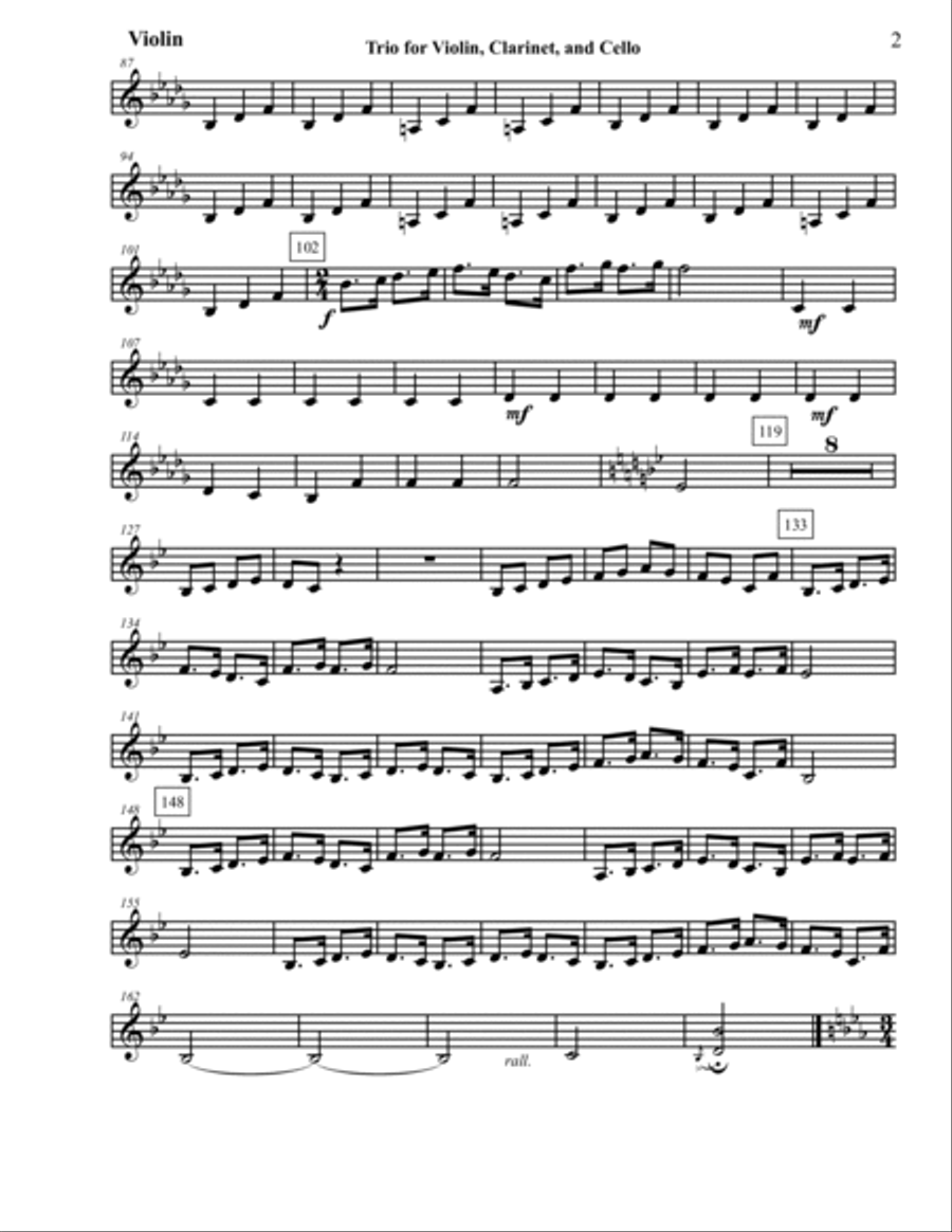 Trio for Violin, Clarinet, and Cello Chamber Music scores gallery preview page 3