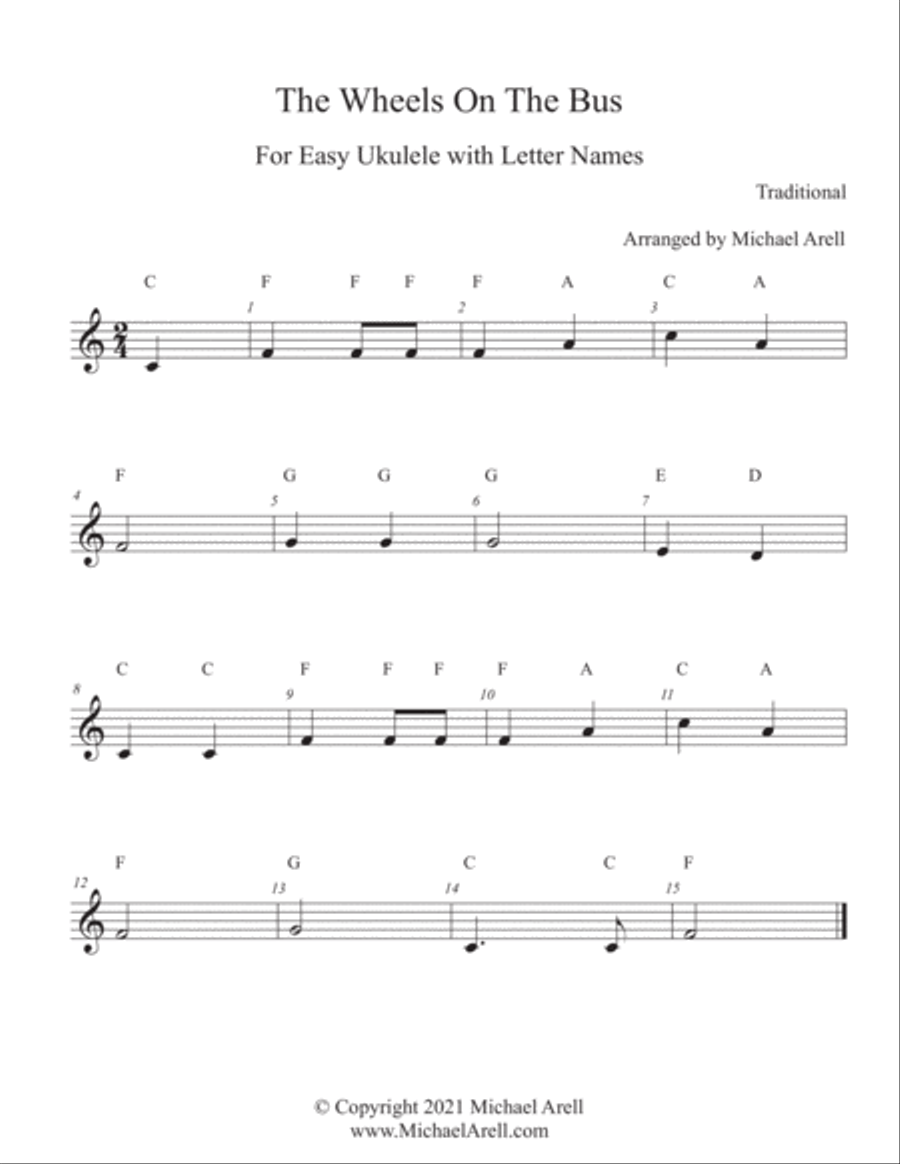 The Wheels On The Bus--Easy Ukulele Guitar scores gallery preview page 3