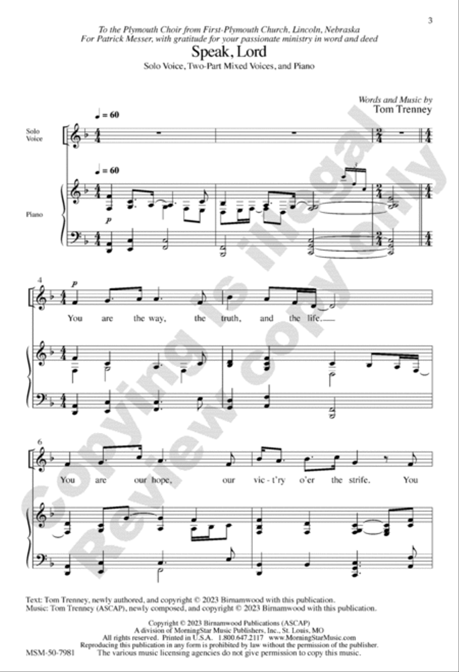 Speak, Lord 2-Part scores gallery preview page 2