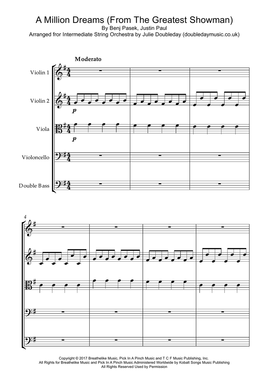 A Million Dreams String Orchestra scores gallery preview page 1