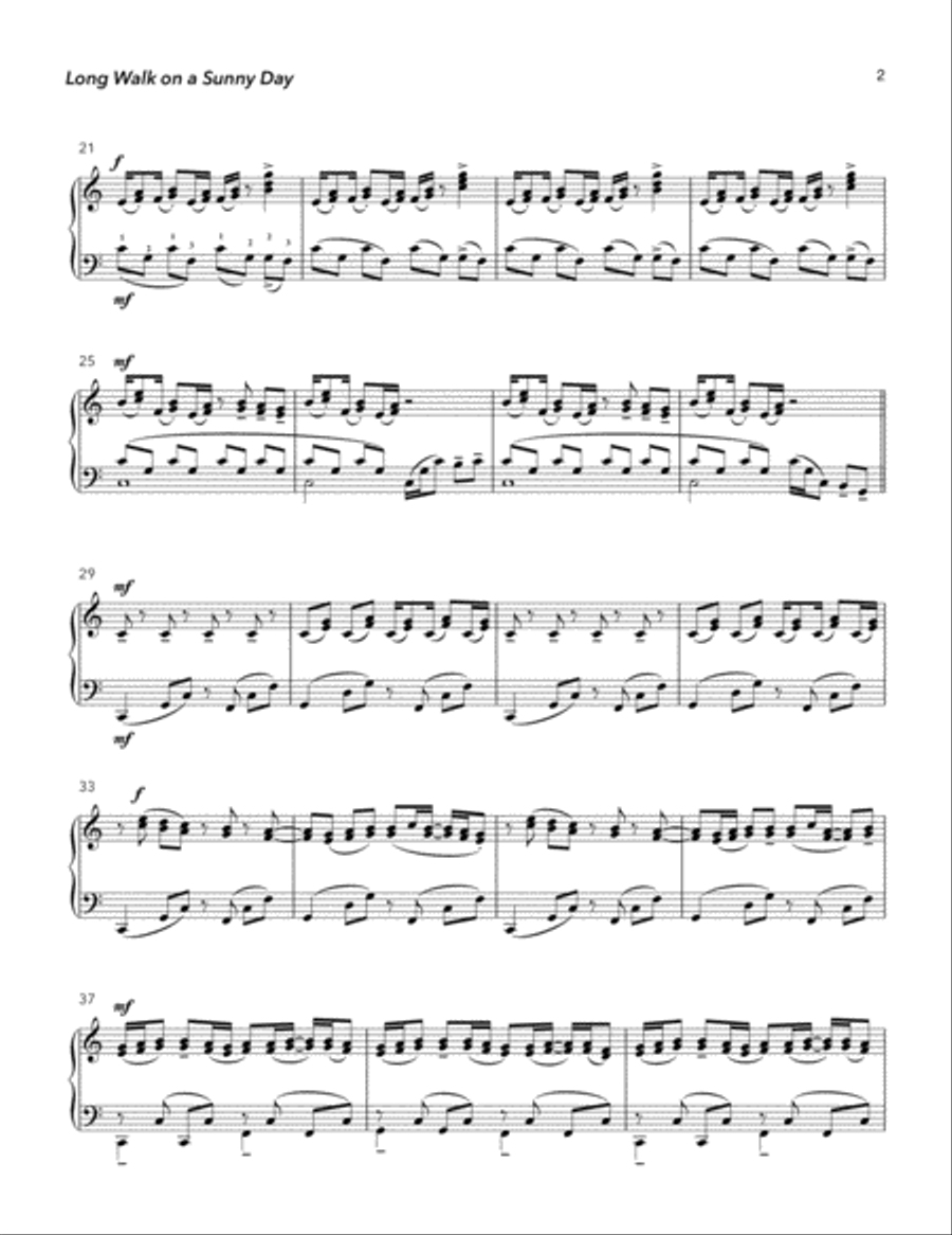 Long Walk on a Sunny Day Piano Solo scores gallery preview page 3