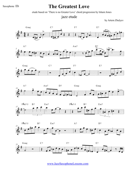 The Greatest Love , Jazz etude for Saxophone Eb based on ¨There is No Greater Love¨ chord progress image number null