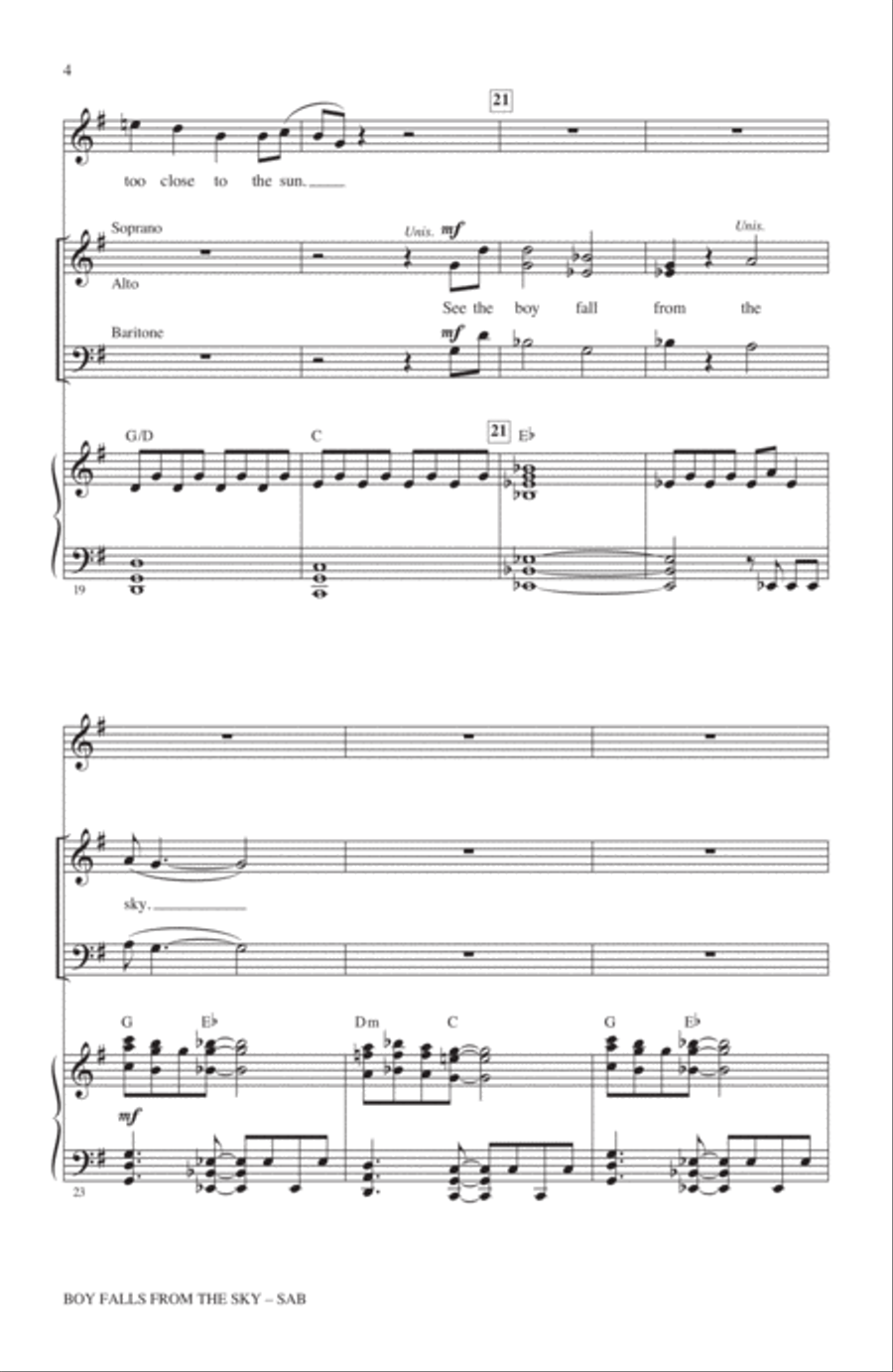 Boy Falls From The Sky Boy Falls From The Sky 3-Part scores gallery preview page 3