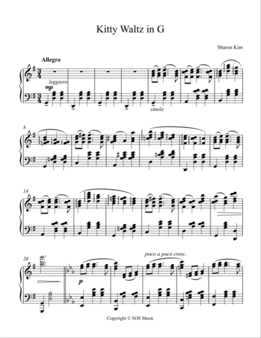 Kitty Waltz for Piano Solo Piano Solo scores gallery preview page 1