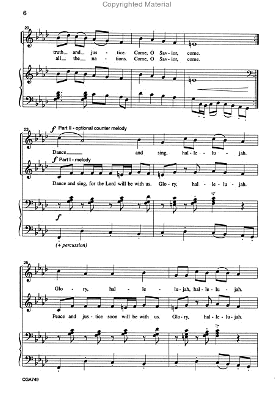 Dance and Sing, For the Lord Will Be With Us Unison Choir scores gallery preview page 5