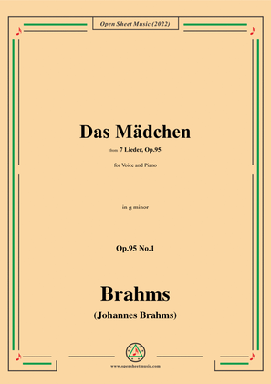 Book cover for Brahms-Das Madchen,Op.95 No.1 in g minor