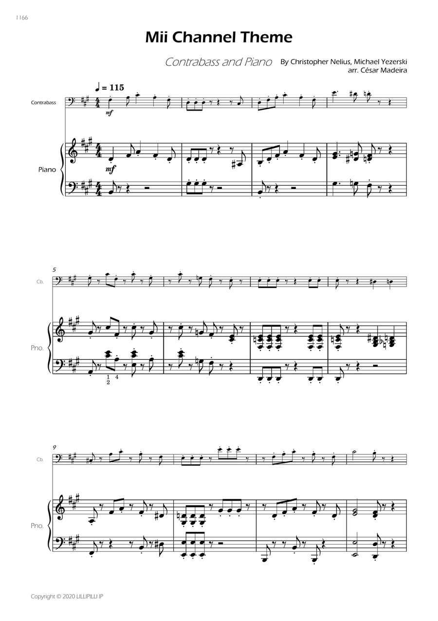 Mii Channel Theme Double Bass scores gallery preview page 3
