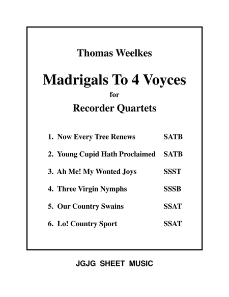 Six Weelkes Madrigals for Recorder Quartets image number null