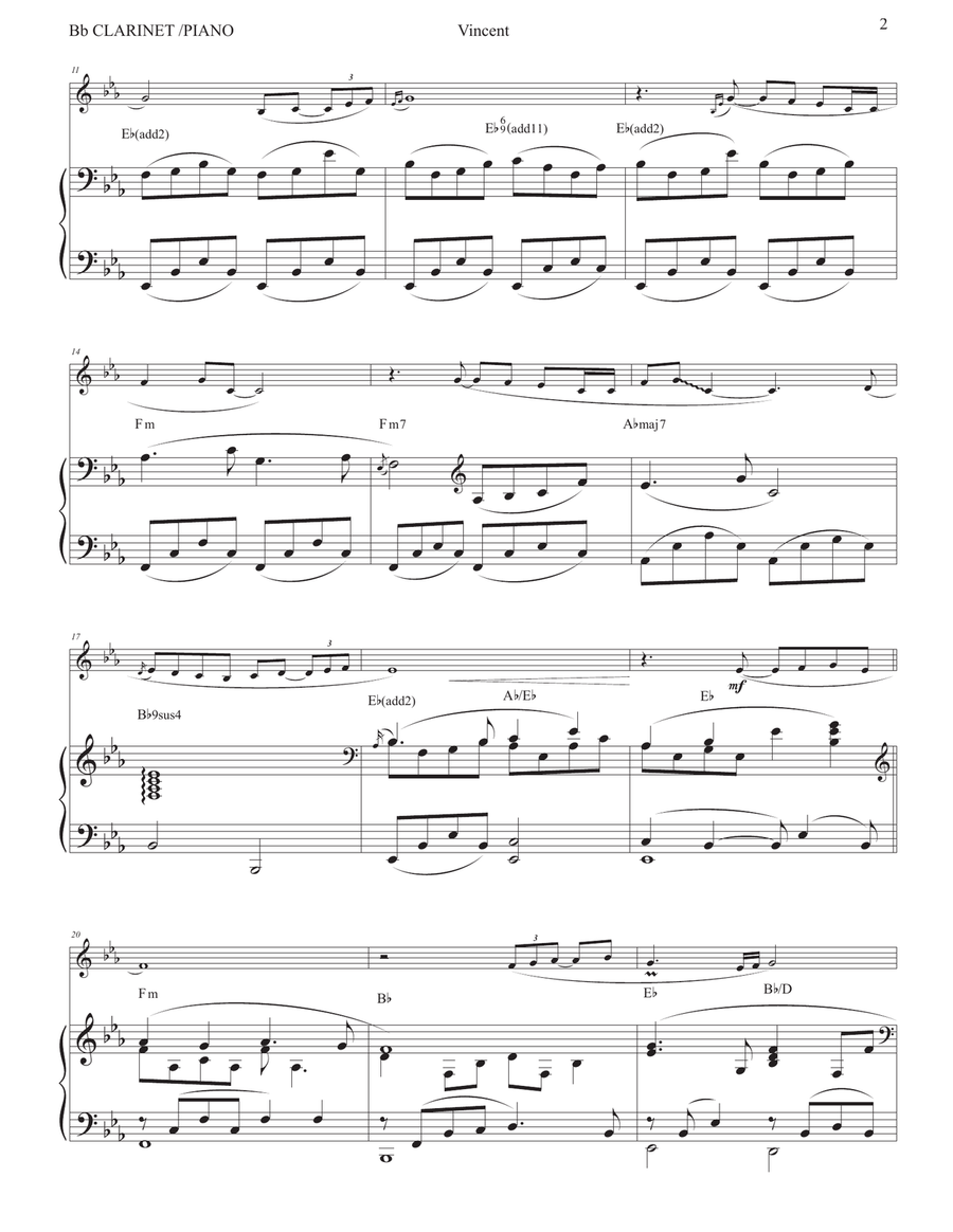 Vincent (Starry Starry Night) Clarinet Solo scores gallery preview page 6