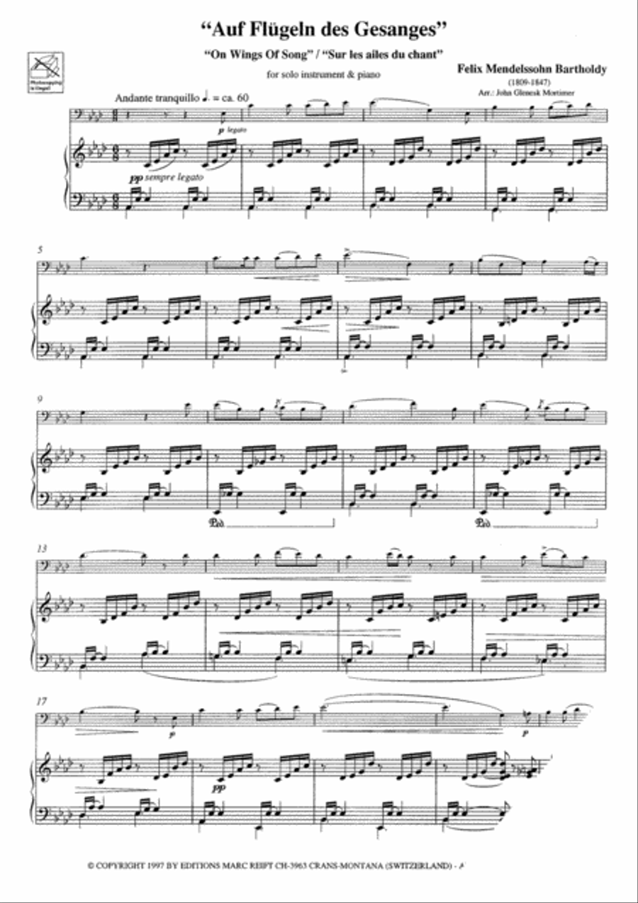 Auf Flugeln des Gesanges Cornet scores gallery preview page 3