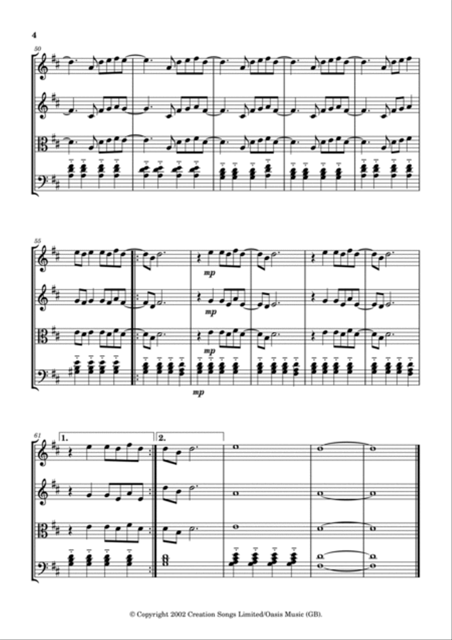 Stop Crying Your Heart Out String Quartet scores gallery preview page 4