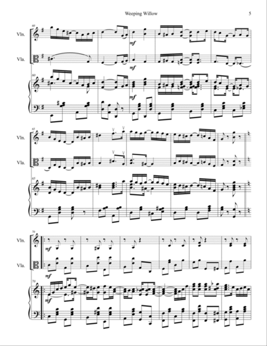 Weeping Willow Trio for Violin, Viola and Piano