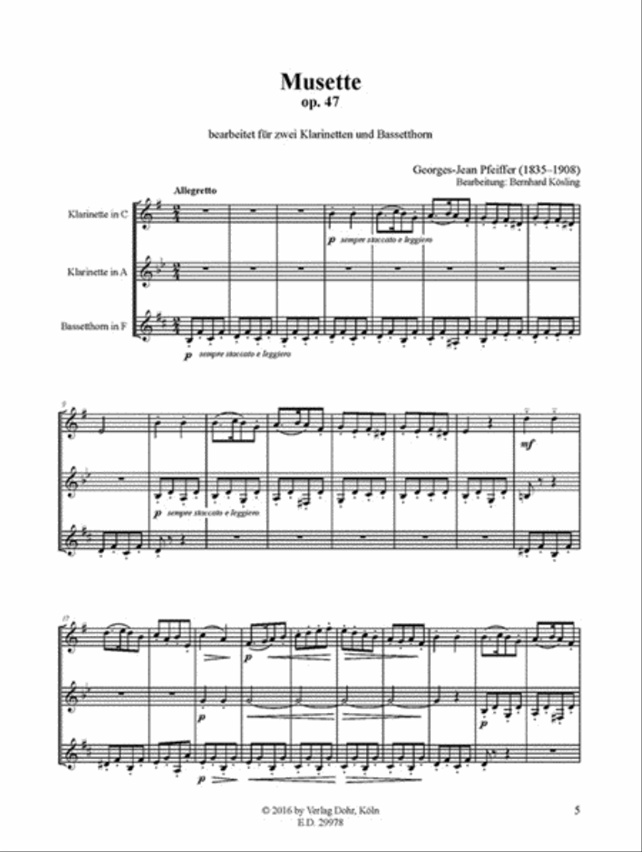 Musette op. 47 (für zwei Klarinetten und Bassetthorn) Clarinet Duet scores gallery preview page 2