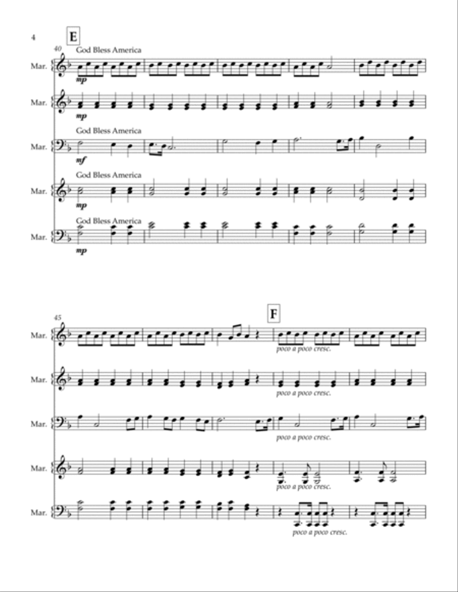 Patriotic Medley Marimba scores gallery preview page 4