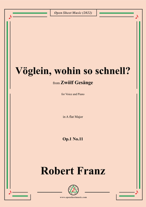 Book cover for Franz-Voglein,wohin so schnell?,in A flat Major,Op.1 No.11