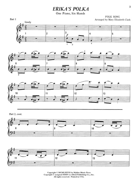 Erika's Polka - Piano Trio (1 Piano, 6 Hands)