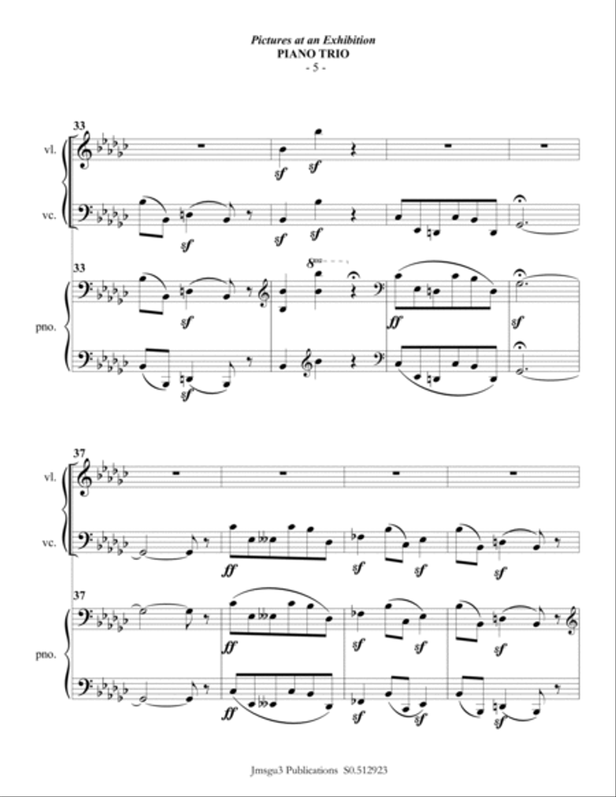 Mussorgsky: Pictures at an Exhibition for Piano Trio Piano Trio scores gallery preview page 5