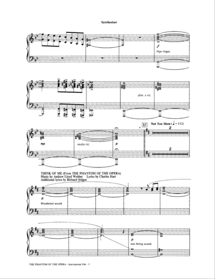 The Phantom Of The Opera (Medley) (arr. Ed Lojeski) - Synthesizer Choir scores gallery preview page 3