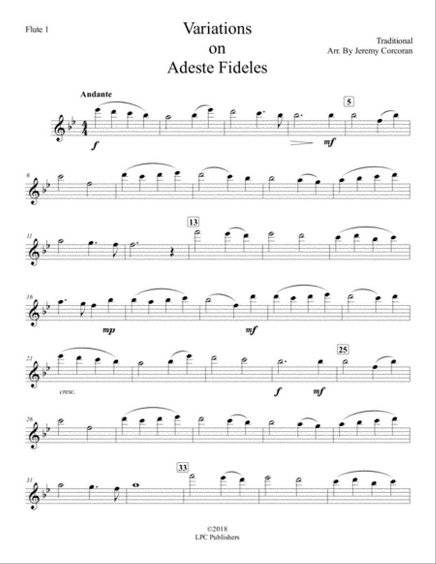 Variations on Adeste Fideles for Flute Quartet Flute Quartet scores gallery preview page 6