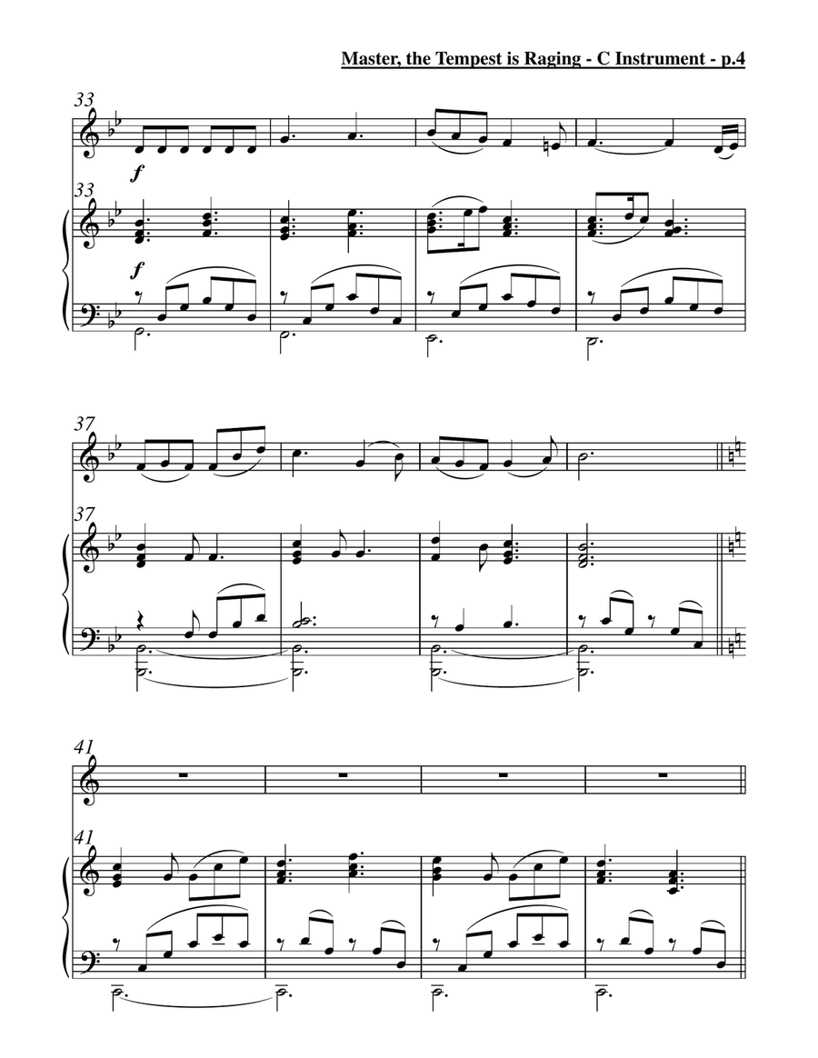 Master, the Tempest is Raging (Solo Flute & Piano) Flute Solo scores gallery preview page 5