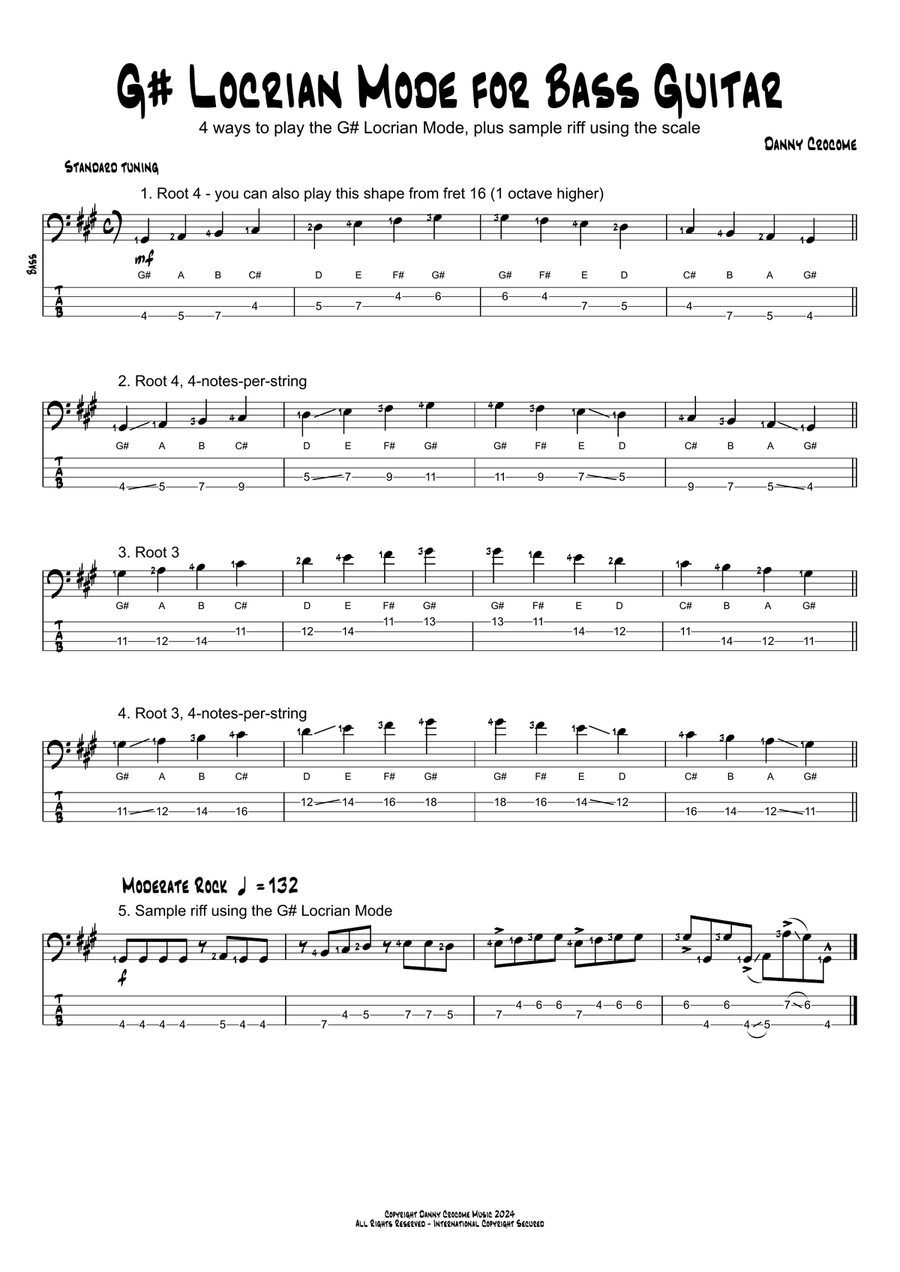 G# Locrian Mode for Bass Guitar (4 Ways to Play) Acoustic Guitar scores gallery preview page 1