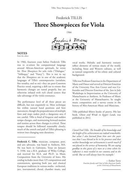 [Tillis] Three Showpieces for Viola