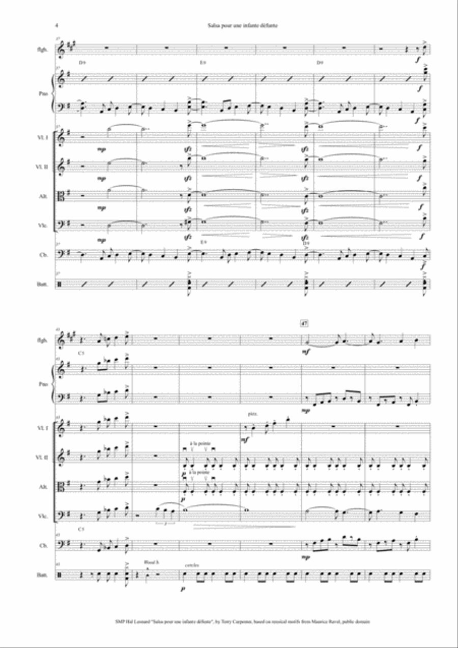 Salsa pour une infante defunte (based on musical motifs from Maurice Ravel) String Orchestra scores gallery preview page 4