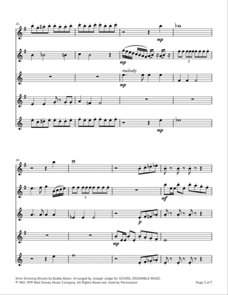 Grim Grinning Ghosts Saxophone Quartet scores gallery preview page 3