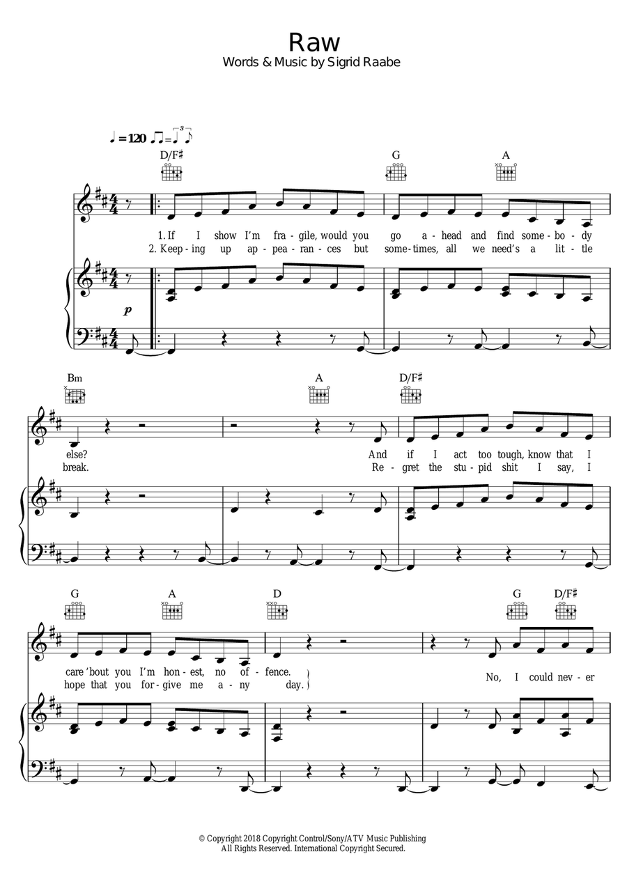 Raw Raw Piano, Vocal scores gallery preview page 1