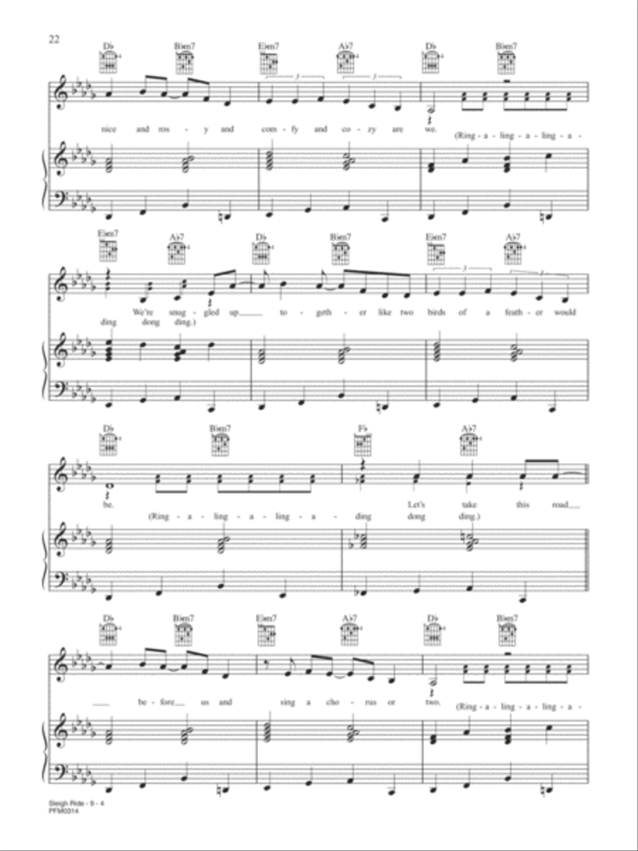 Sleigh Ride (W/ Lyrics) Piano, Vocal, Guitar scores gallery preview page 4