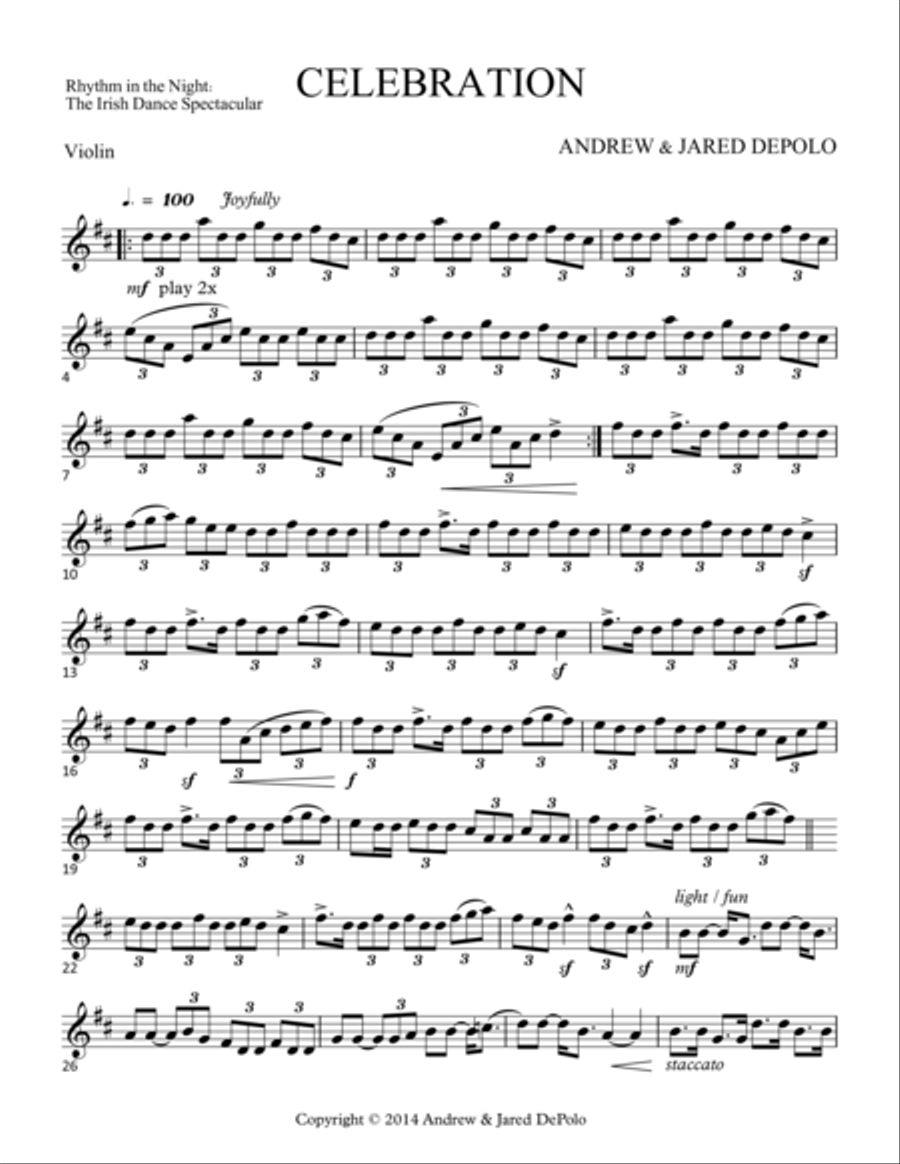 Rhythm in the Night - Celebration - Violin Violin Solo scores gallery preview page 1
