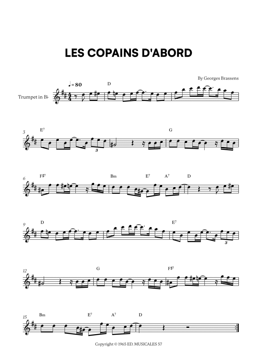 Les Copains D'abord Trumpet Solo scores gallery preview page 1