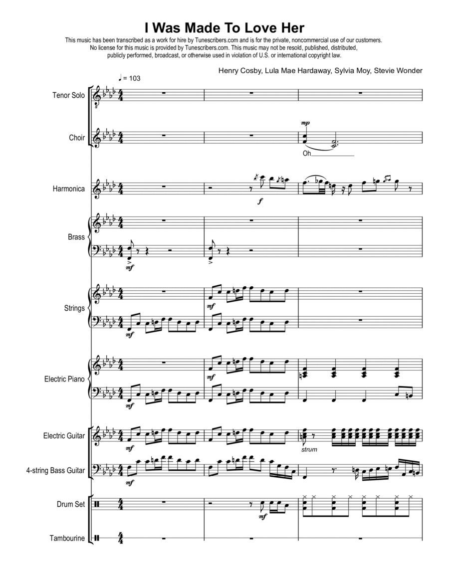 I Was Made To Love Her Choir scores gallery preview page 1