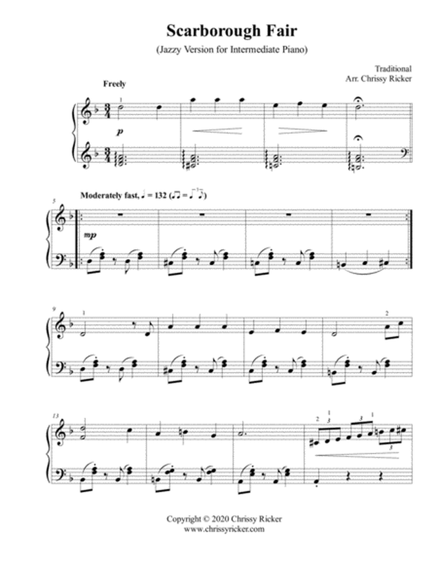 Scarborough Fair (jazzy version) - intermediate piano image number null