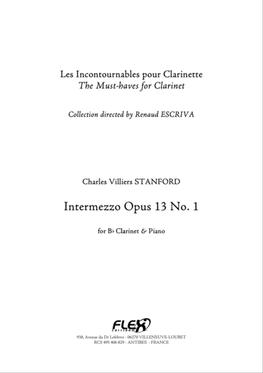 Intermezzo Opus 13 No. 1 Intermezzo Opus 13 No. 1 B-Flat Clarinet scores gallery preview page 1