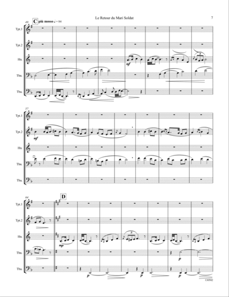 Le Retour du Mari Soldat Brass Ensemble scores gallery preview page 5